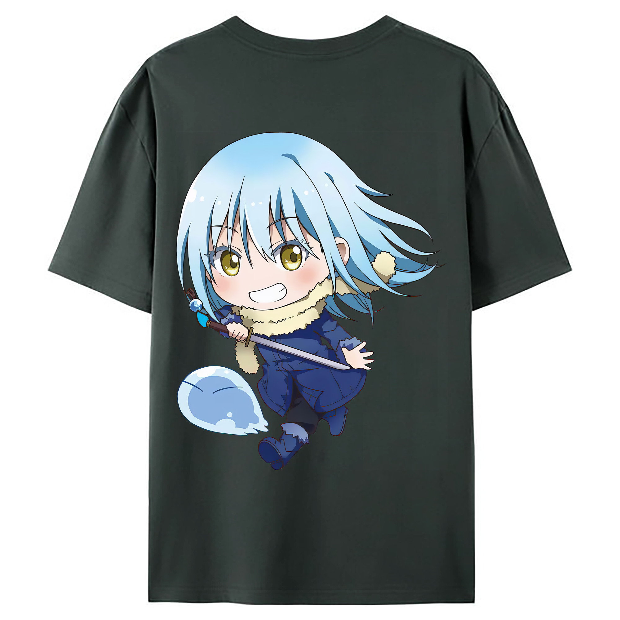 （画像用） 転スラ Regarding Reincarnated to Slime 綿100％ メンズ半袖Tシャツ（バックプリント） 通気性